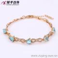 73015 Xuping jewelry wholesale China heart aquamarine fancy gold bracelet wedding bridal party